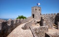 The curtain walls and solid tower of the Castle of the Moors. Sintra. Portugal Royalty Free Stock Photo