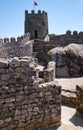 The curtain walls and solid tower of the Castle of the Moors. Sintra. Portugal Royalty Free Stock Photo