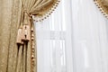 Curtain with warm sunlight Royalty Free Stock Photo
