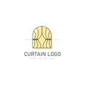 Curtain with window line logo design icon illustration Royalty Free Stock Photo