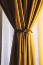 Curtain yellow window draped textile Royalty Free Stock Photo