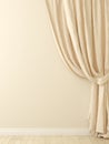 Curtains against a beige wall Royalty Free Stock Photo