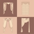 curtains and draperies interior decoration design ideas realistic icons collection vector illustration