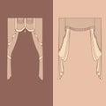 curtains and draperies interior decoration design ideas realistic icons collection vector illustration