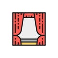 Curtains, drapes, decoration flat color line icon.