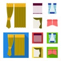 Curtains, drapes, garters, and other web icon in cartoon,flat style. Textiles, furniture, bow icons in set collection.