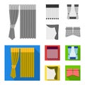 Curtains, drapes, garters, and other web icon in monochrome,flat style. Textiles, furniture, bow icons in set collection