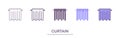 Curtains flat line icon. Bathroom curtain sign. drape vector icon illustration with 5 styles. Thin linear logo for interior store