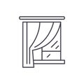 Curtains line icon concept. Curtains vector linear illustration, symbol, sign