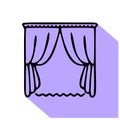 Curtains line icon, home textile cleaning logo. Jalousie store flat sign