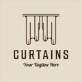 curtains logo line art vector minimalist simple illustration template icon graphic design. curtains sign or symbol for decoration