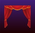 Curtains - realistic vector red drapes illustration Royalty Free Stock Photo