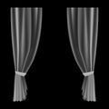 Curtains transparent. Waves bobbinet curtain for window decoration. Realistic flowing lightweight drapes, hanging silk