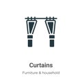 Curtains vector icon on white background. Flat vector curtains icon symbol sign from modern furniture & household collection for Royalty Free Stock Photo