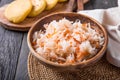 Curtido - lightly fermented cabbage relish with Pupusa. Typical in Salvadoran cuisine and Central American countries Royalty Free Stock Photo