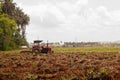 Curtorim, Goa/India- May 22 2020: Tractor and tiller, plower used in agriculture Machinery used in the field for cultivation
