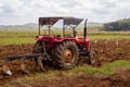 Curtorim, Goa/India- May 22 2020: Tractor and tiller, plower used in agriculture Machinery used in the field for cultivation