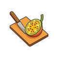 Curuba Fruit Sliced with Knife on Cutting Board Royalty Free Stock Photo