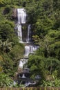 Aerial view of Curug Nangga waterfalls located in Bogor town, West Java, Indonesia