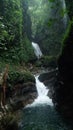 Curug Walet waterfall is one of the tourist destinations in the Gunung Halimun conservation area, Bogor, Indonesia Royalty Free Stock Photo