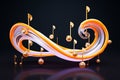 Curvaceous 3D music note captivating swirls, rendered with finesse