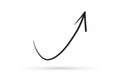 Curve arrow draw doodle brush sketch cartoon isolated on white b