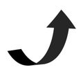 Curve arrow pointer up. Black flat curved line sign of grow direction way vector icon for business interface