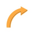 Curve with arrow pointing twist. Curved line with cursor showing left or right turn of route. Signpost, way pointer Royalty Free Stock Photo