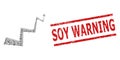 Curve Arrow Recursion Collage of Curve Arrow Icons and Grunge Soy Warning Seal Stamp