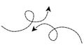 Curve arrow vector set rotating arrow, long arrow, broken line, Royalty Free Stock Photo