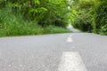 Curve bycicle road surrounded by trees. Royalty Free Stock Photo