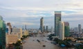 Curve of Chao Phraya River in financial district and skyscraper Royalty Free Stock Photo