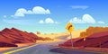 Curve desert road landscape vector background Royalty Free Stock Photo