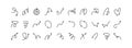 Curve doodle arrow set. Thin line hand drawn vector illustration. Sketch pen and pencil scribble drawing. Left, up, down, side,
