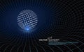 The curve forms a three-dimensional swirl shape, gravitational wave concept, technology background design.