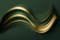 Curve golden line on dark green shade background, abstract background