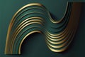 Curve golden line on dark green shade background, abstract background