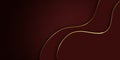 Curve golden line on dark red shade background. Luxury realistic concept