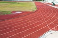 Curve and line on running track with texture rubber cover