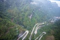 99 curve of Moutain,Beautiful Mountain in China,The winding road of Tianmen mountain national park, Hunan province Royalty Free Stock Photo