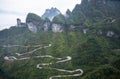 99 curve of Moutain,Beautiful Mountain in China,The winding road of Tianmen mountain national park, Hunan province Royalty Free Stock Photo