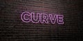CURVE -Realistic Neon Sign on Brick Wall background - 3D rendered royalty free stock image