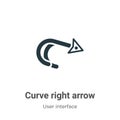 Curve right arrow vector icon on white background. Flat vector curve right arrow icon symbol sign from modern user interface