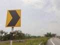 Curve right side traffic road sign on highway