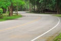 Curve road in a green peaceful park