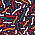 Curve seamless pattern - trendy colorful background. Memphis style,fashion 80s - 90s