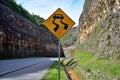 Curve and slippery road sign Royalty Free Stock Photo