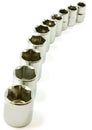 Curve of sockets from ratchet set Royalty Free Stock Photo