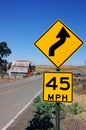 Curve Warning Road Sign Royalty Free Stock Photo