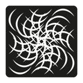 Curved abstract lines. Dynamic spiral shape. White black contrast. Square artistic design.